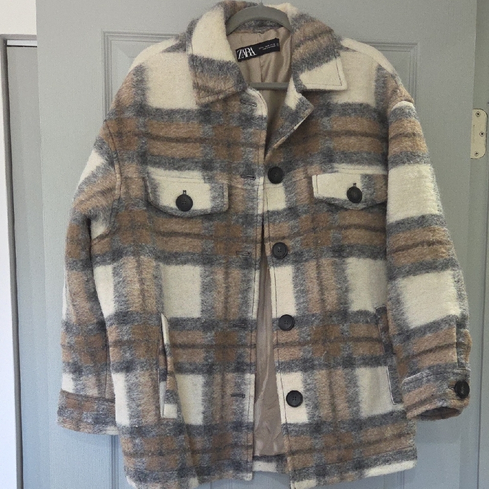 Zara Beige Wool-Blend Coat